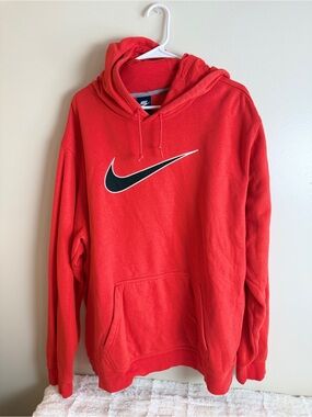 Nike Red Hooded Sweatshirt with Black Swoosh